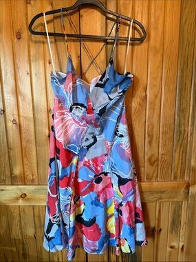 100% Silk Floral Watercolor Dress SZ‎ 6